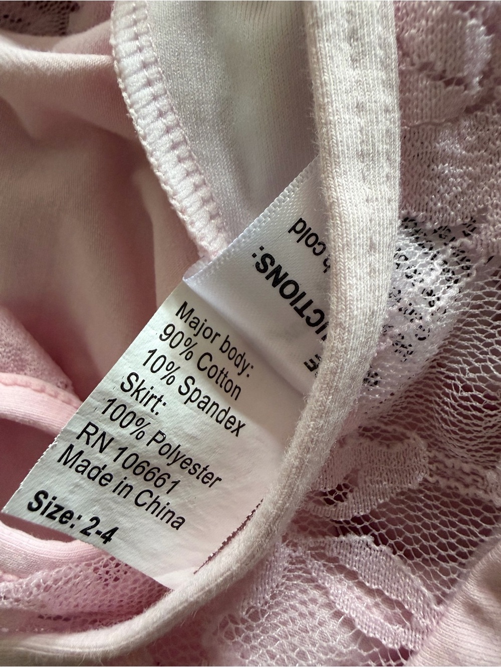 Girls' Lace Yoke Tank Chemise - Light Pink Size 2-4 - Picture 10 of 10